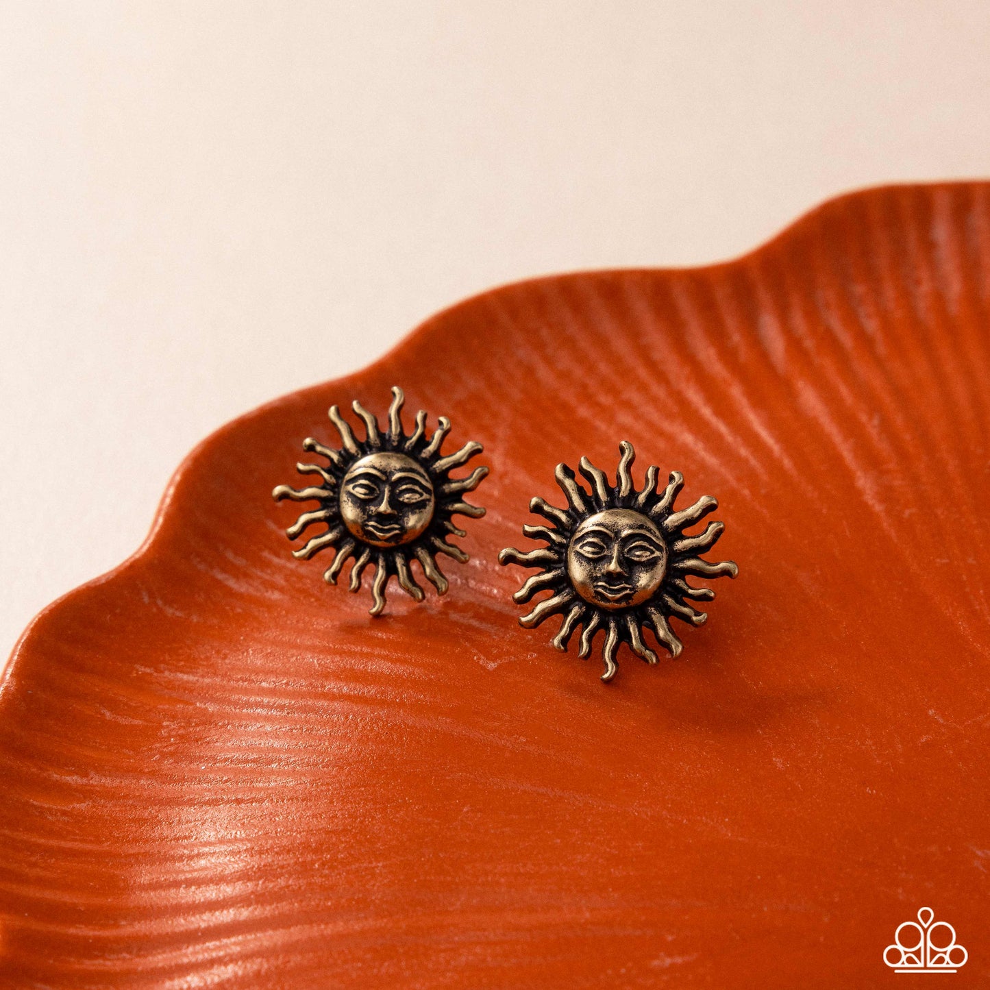 Sensational Sunrise - Brass Sun Paparazzi Post Earrings