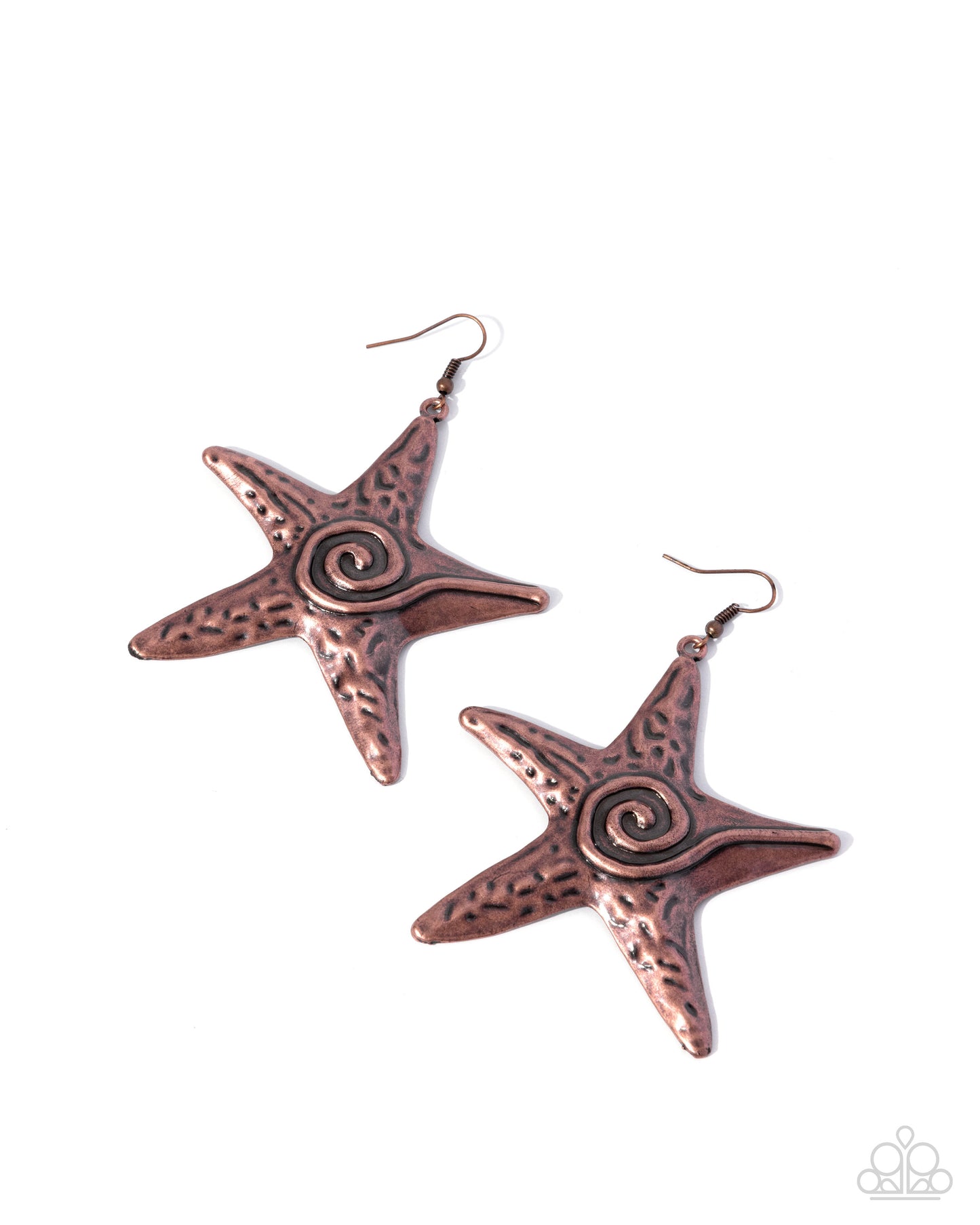Stark Stars - Copper Hammered Star Paparazzi Earrings