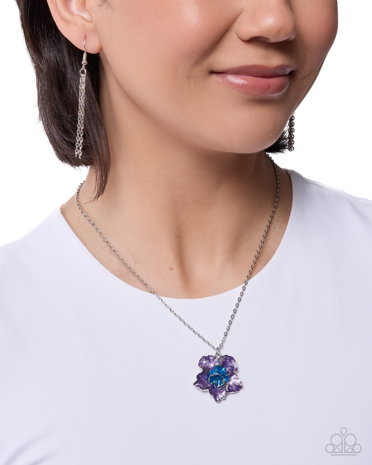 Petaled Pact - Purple/Blue Flower Pendant Paparazzi Necklace & matching earrings