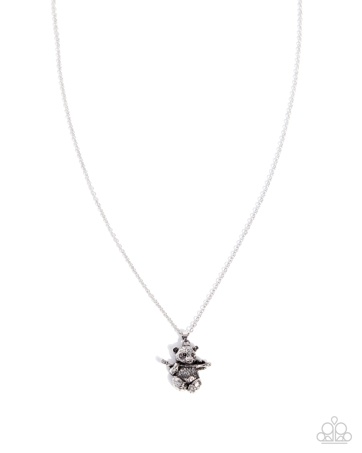 Pleasant Panda - Silver Panda Pendant Paparazzi Necklace & matching earrings