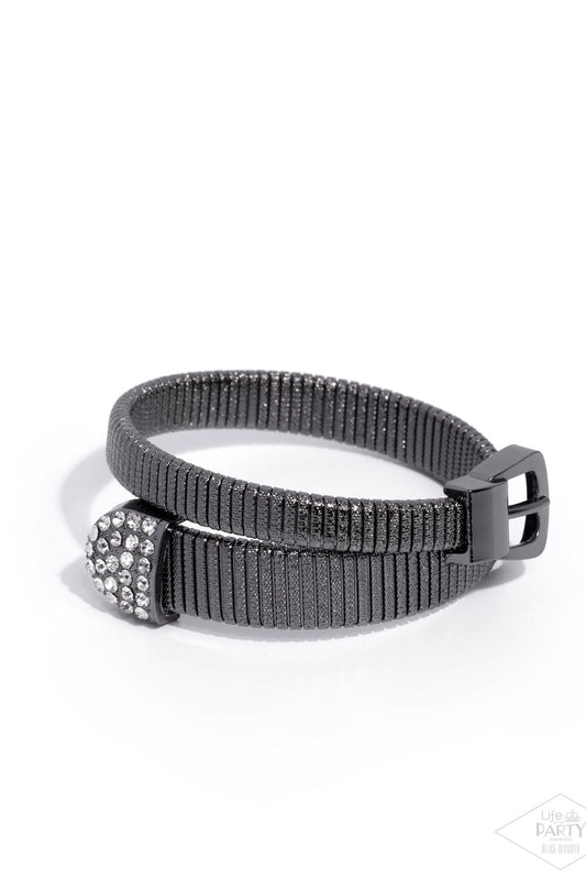Belted Brilliance - Gunmetal Belt Buckle Paparazzi Bracelet