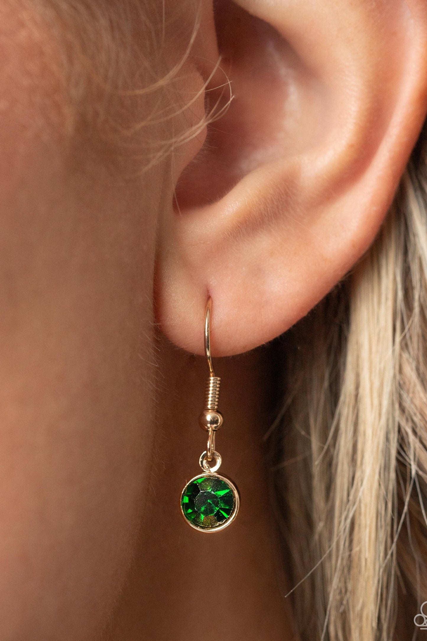 Four Leaf Fashion - Green & White Rhinestone 4-Leaf Clover Pendant Paparazzi Necklace & matching earrings