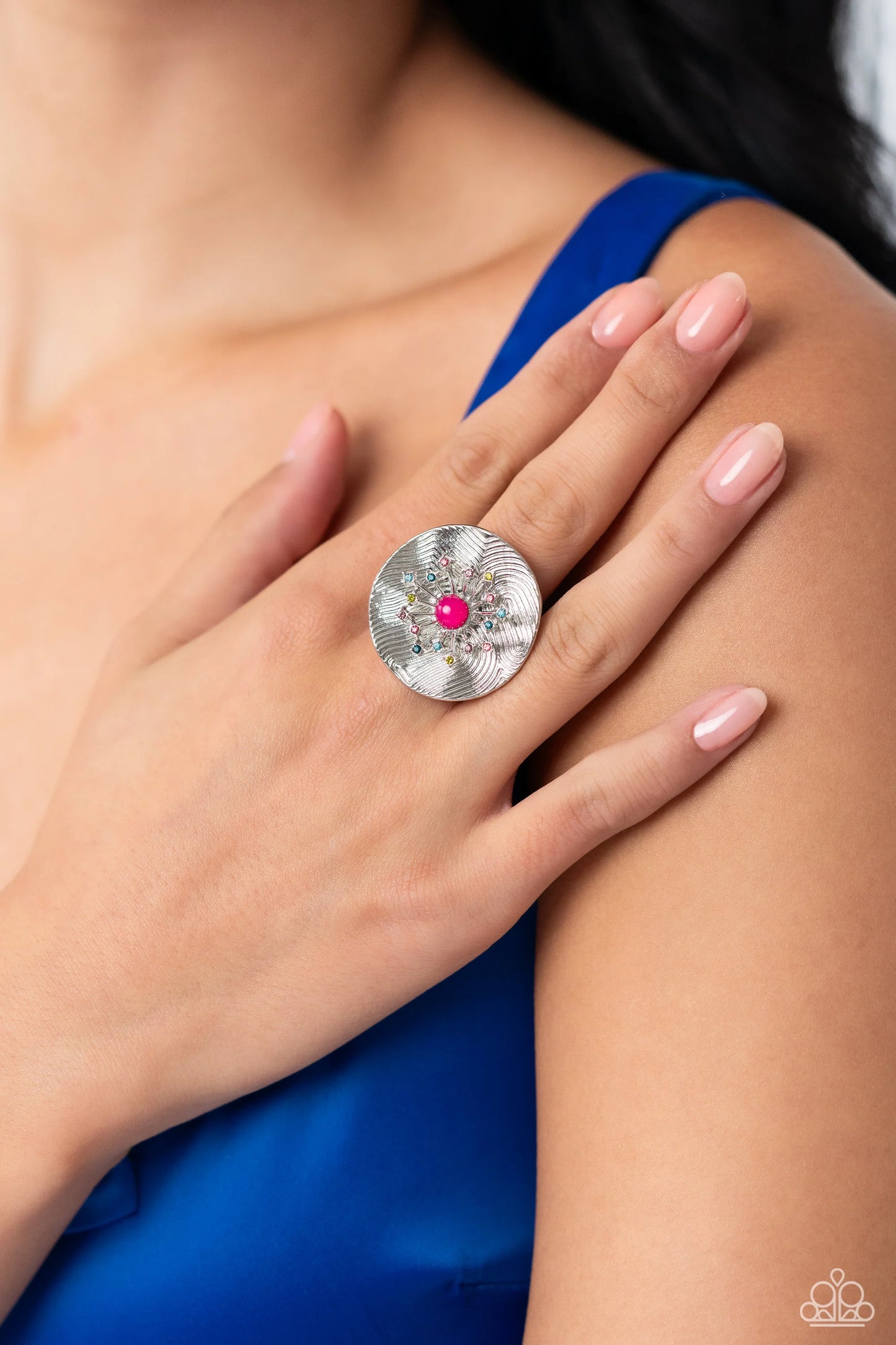 Seriously Sunburst - Pink, Blue, Green Rhinestone Paparazzi Ring