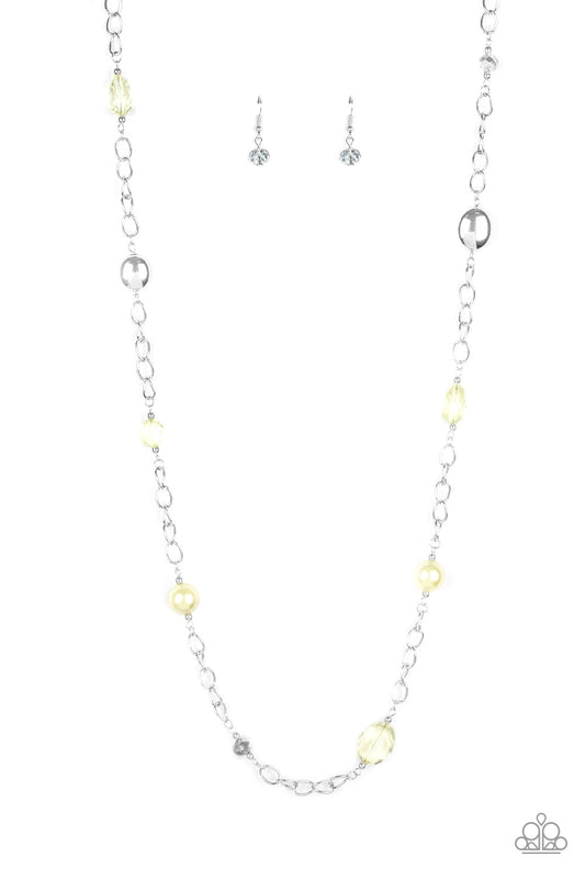 Only For Special Occasions - Yellow & Silver Beaded Paparazzi Necklace & matching earrings