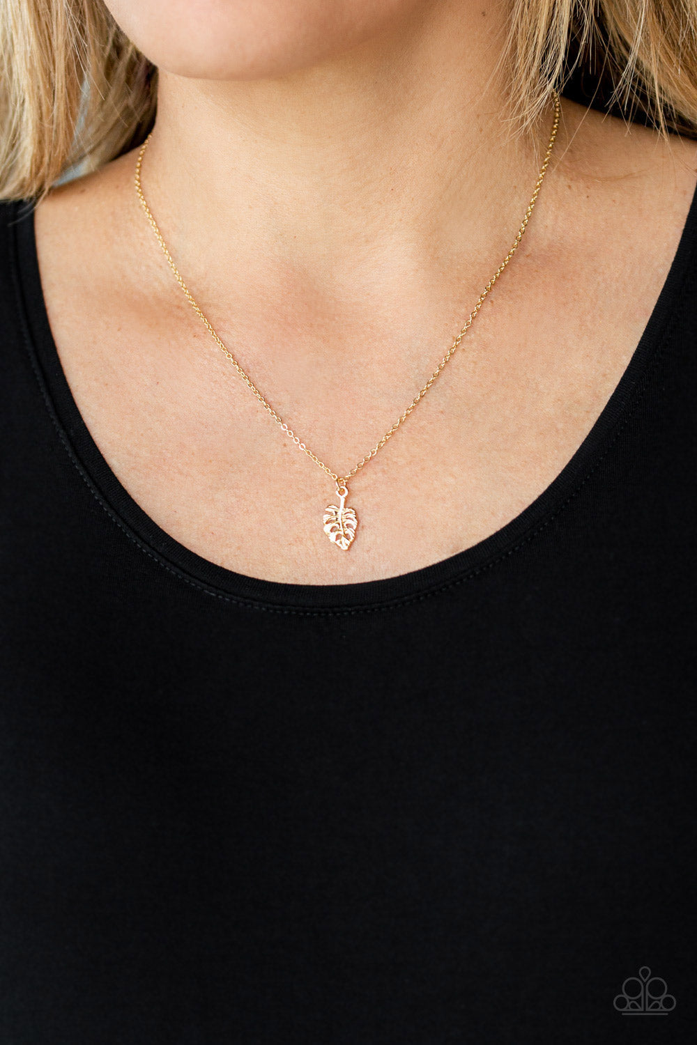 Palm Tree Retreat - Gold Palm Tree Pendant Paparazzi Necklace & matching earrings
