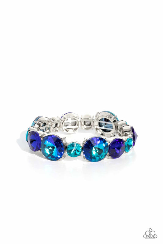 Refreshing Radiance - Blue Gems in Varying Sizes & Shades Paparazzi Stretch Bracelet