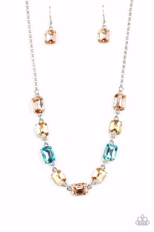Emerald Envy - Multi Emerald-Cut Gem Paparazzi Necklace & matching earrings