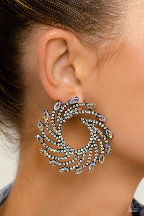 Firework Fanfare - Multi Iridescent Gems/White Rhinestone Paparazzi Post Earrings
