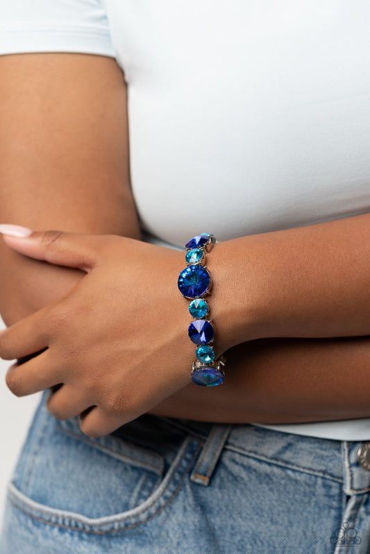Refreshing Radiance - Blue Gems in Varying Sizes & Shades Paparazzi Stretch Bracelet