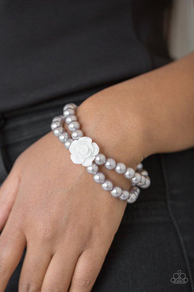 Posh and Posy - Silver Pearl Paparazzi Stretch Bracelet