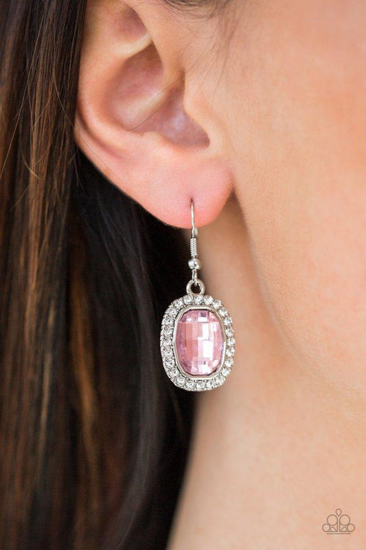 The Modern Monroe - Pink Faceted Gem Paparazzi Earrings