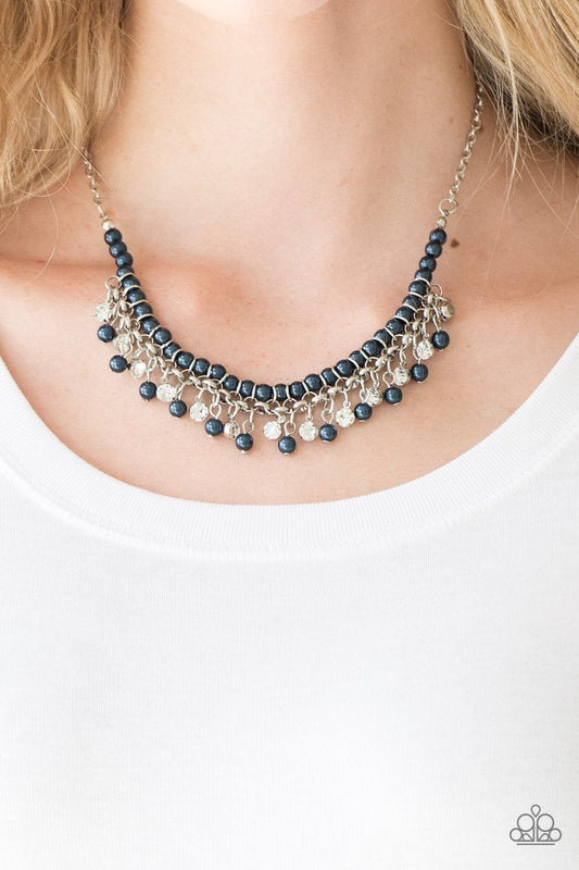 A Touch of CLASSY Blue Pearl/White Rhinestone Paparazzi Necklace & matching earrings