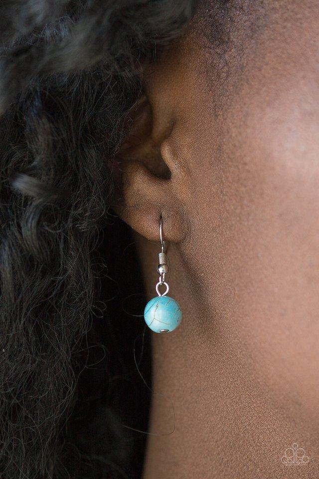 Rural Rustler - Blue/Turquoise Stone Pendant Paparazzi Necklace & matching earrings