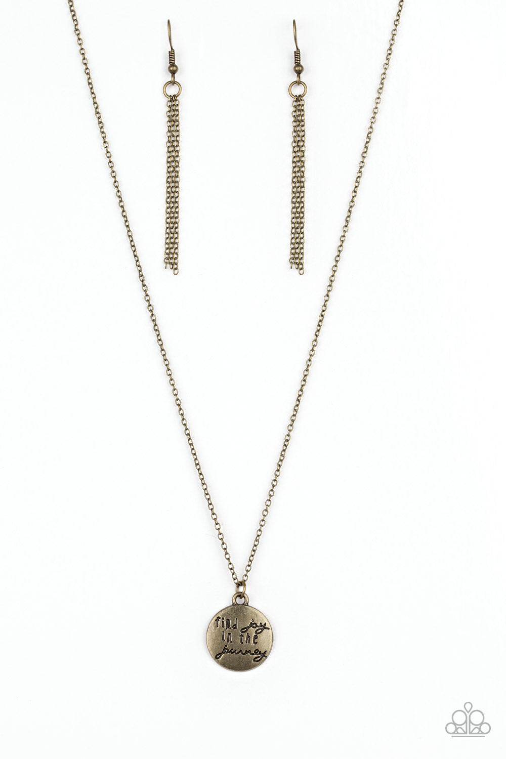 Find Joy - Brass "Find Joy In The Journey" Stamped Pendant Paparazzi Necklace & matching earrings