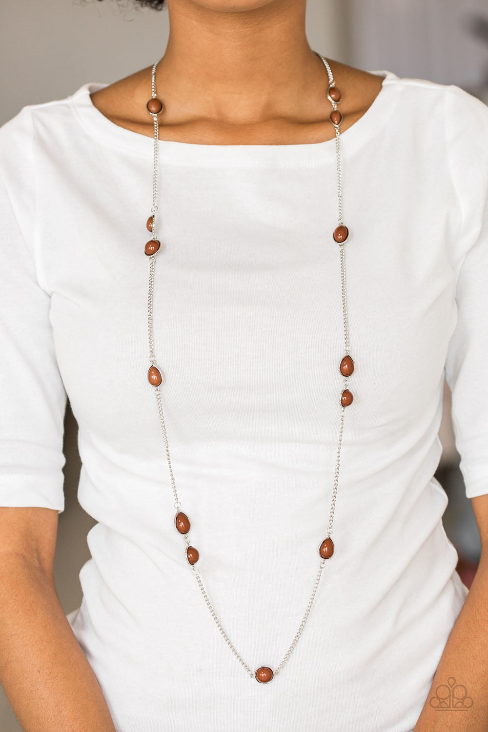 Pacific Piers - Brown Round & Teardrop Beaded Paparazzi Necklace & matching earrings