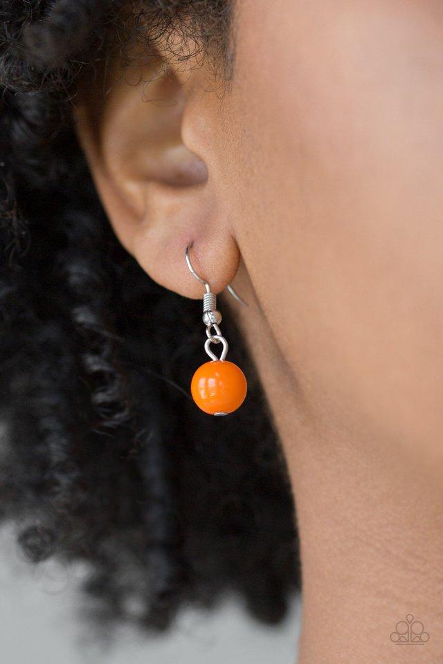 Soar With The Eagles - Orange Beads/Silver Feather Charm/Eagle Pendant Triple Layer Paparazzi Necklace & matching earrings