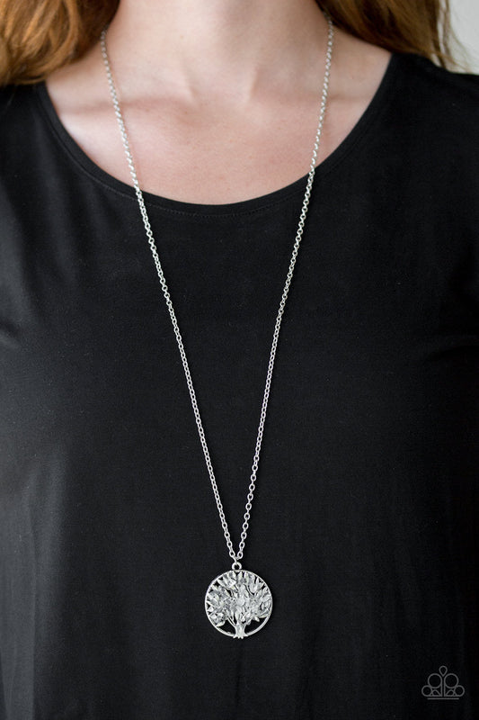 Naturally Nirvana - White Rock Encrusted Tree Pendant Paparazzi Necklace & matching earrings