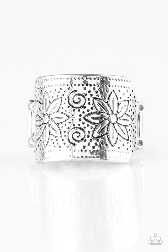 Wild Meadows - Silver Floral Stamped Paparazzi Ring