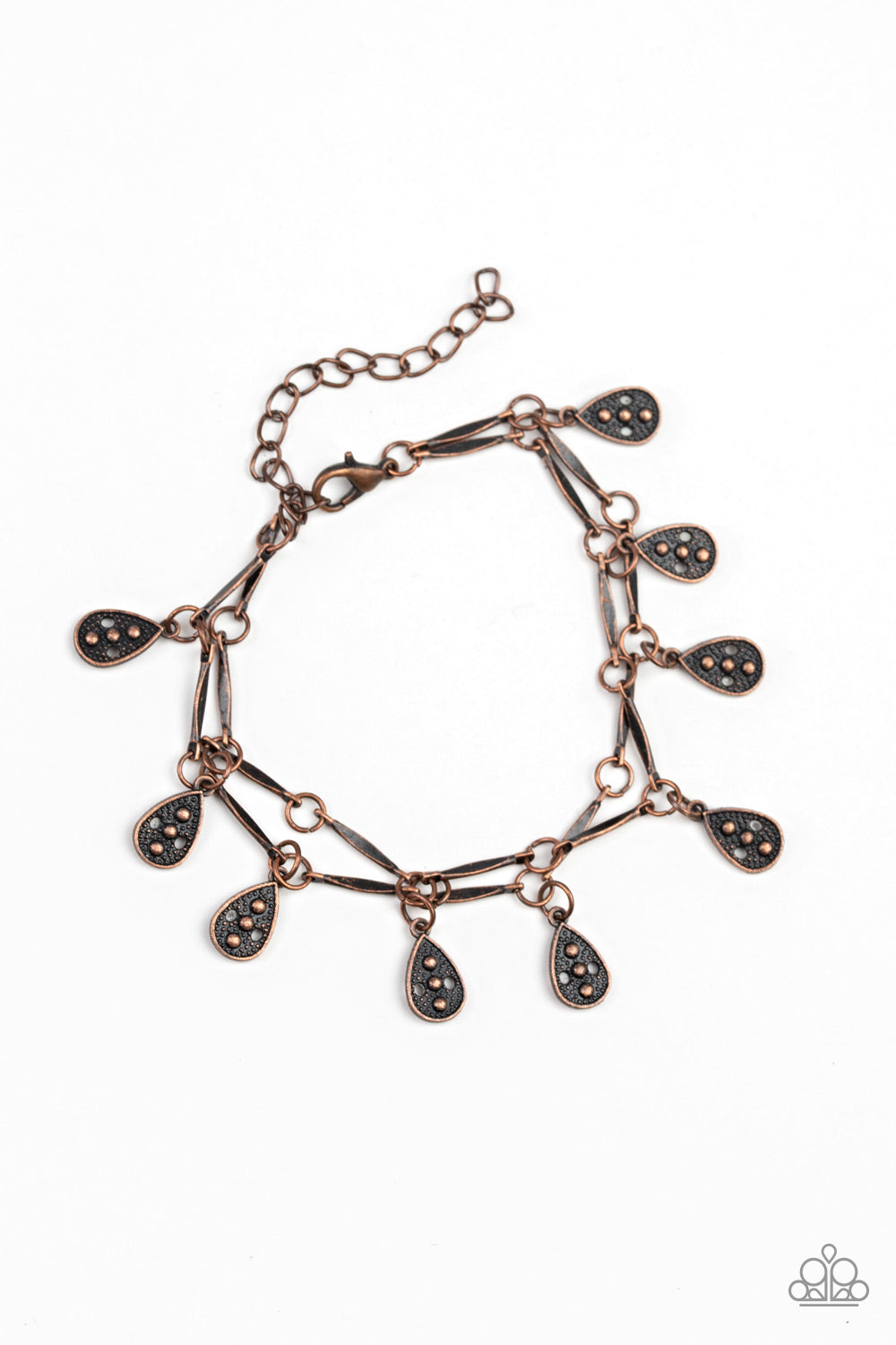 Gypsy Glee - Copper Ornate Teardrops Paparazzi Adjustable Bracelet