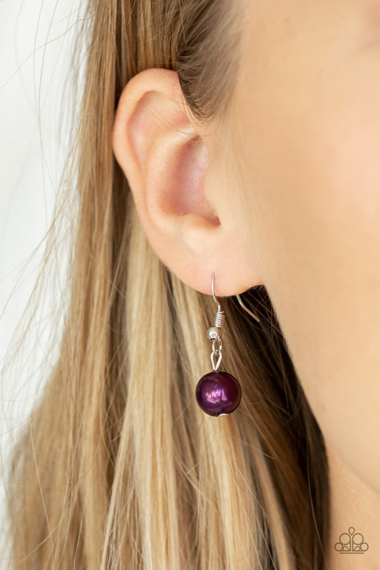 Rockin Rockette - Purple Pearls & Crystal-Like Bead & Faceted Silver Bead Necklace & matching earrings