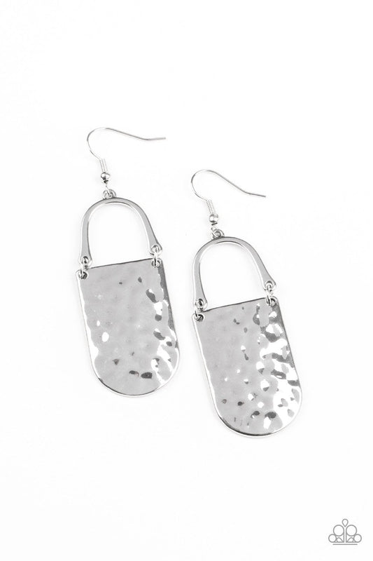 Resort Relic - Silver Hammered Abstract Lure Paparazzi Earrings