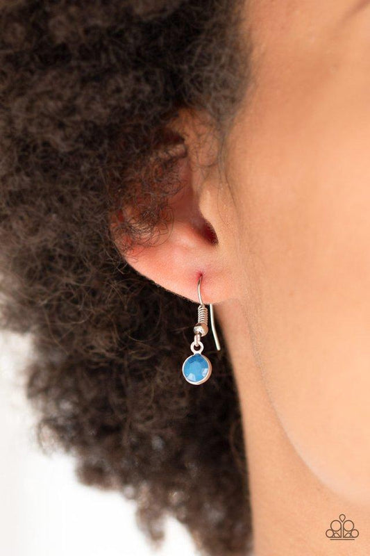 Lunar Lotus - Blue Beads/Silver Floral Frame/Silver Crescent Frame Paparazzi Necklace & matching earrings Necklace