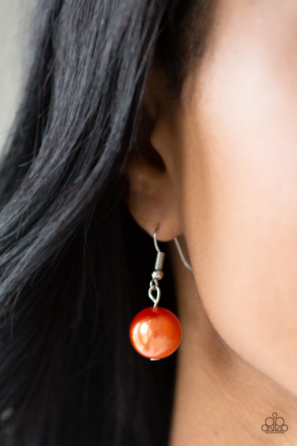 Take Note - Orange & Silver Oversized Beaded Paparazzi Necklace & matching earrings