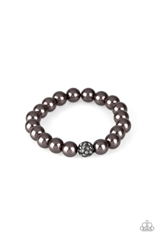 POSHing Your Luck - Gunmetal Pearls/Hematite Rhinestone Stretch Bracelet