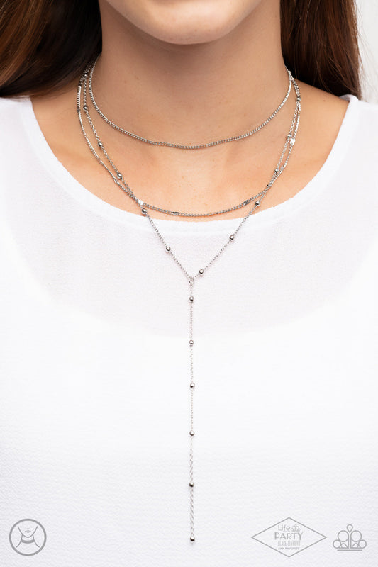 Think Like A Minimalist - Silver Multi Chain Paparazzi Choker Necklace & matching earrings