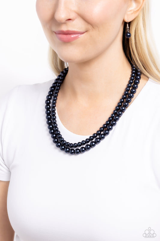 Woman Of The Century - Blue Pearl Double Strand Paparazzi Necklace & matching earrings