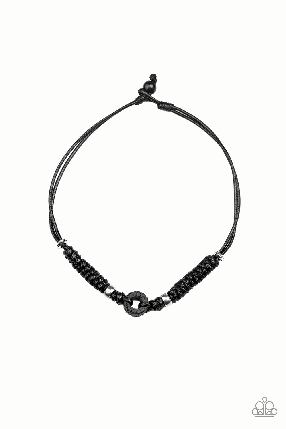 Beach Cruise - Black Braided Cording/Lava Stone Pendant Urban Necklace