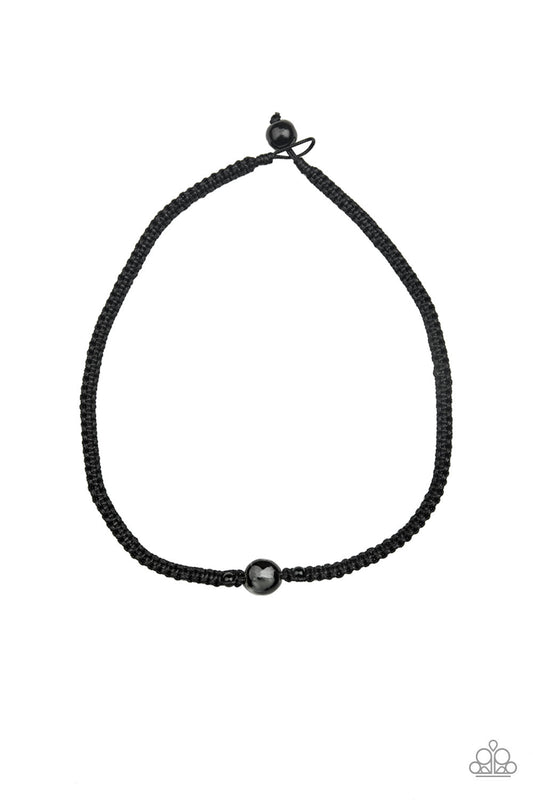 Go Climb A Mountain - Black Glassy Bead/Dainty Black Beads/Black Beaded Cord Urban Necklace