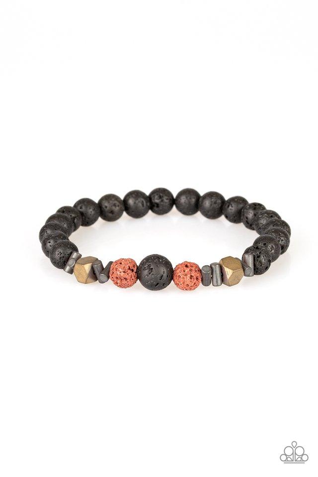 Empowered - Red & Black Lava Bead Paparazzi Bracelet