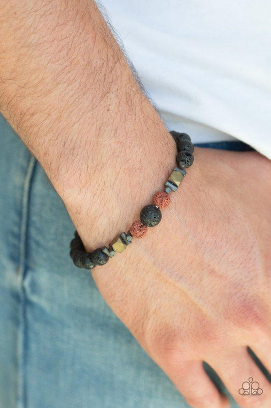 Empowered - Red & Black Lava Bead Paparazzi Bracelet