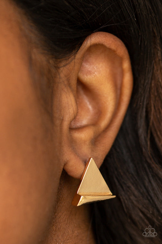 Die TRI-ing - Gold Triangle Shaped Post Earrings