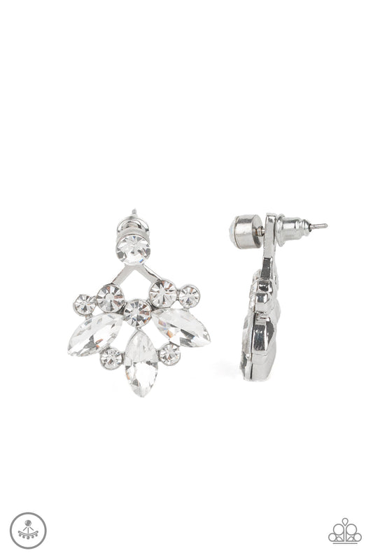 Crystal Constellations - White Rhinestone Double-Sided Post Earrings