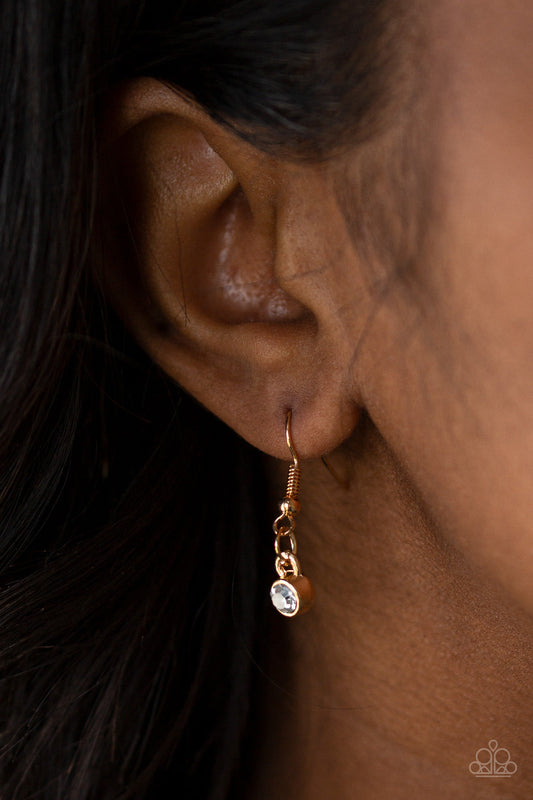 Social Luster - Gold Frames with a Collection of White Rhinestones Necklace & matching earrings