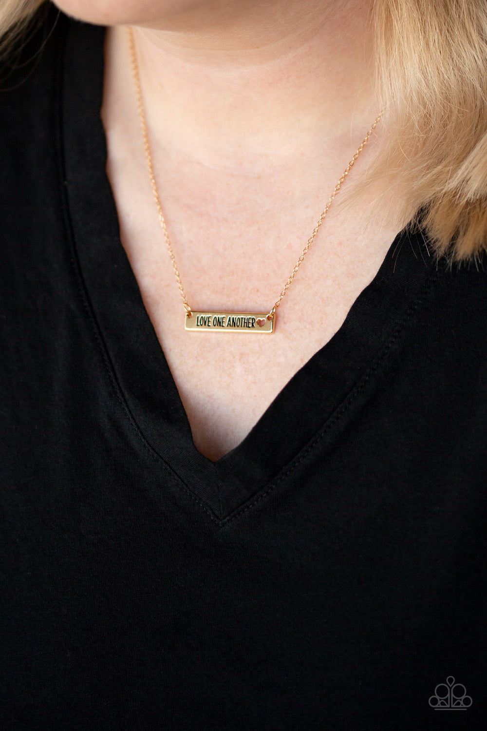 Love One Another - Gold Dainty "Love One Another" Frame Paparazzi Necklace & matching earrings