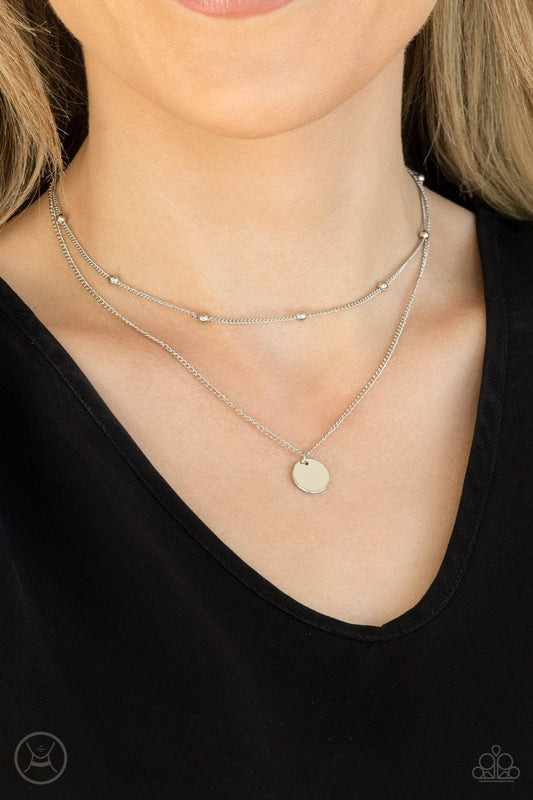 Modestly Minimalist - Silver Dainty Beaded Paparazzi Choker Necklace & matching earrings