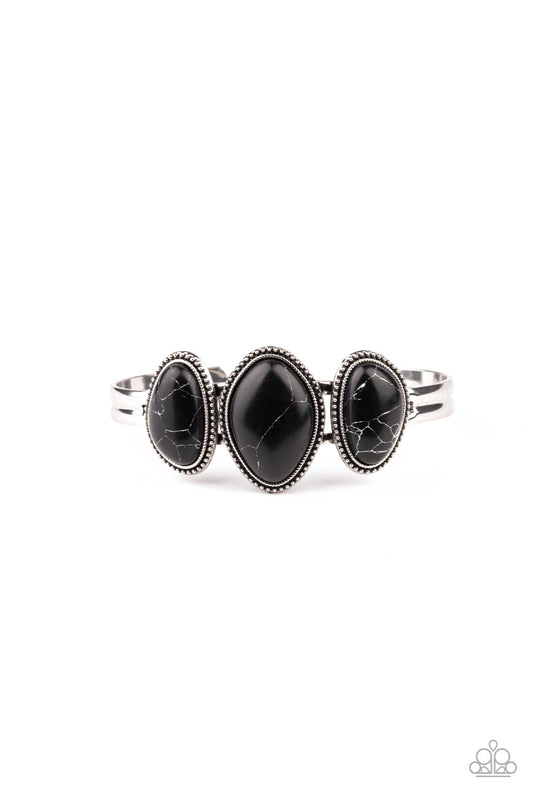 Stone Shrine - Black Asymmetrical Stone Beaded Cuff Bracelet