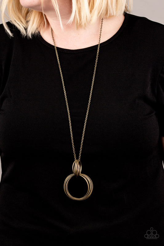 My Ears Are Ringing - Brass Large & Small Antiqued Ring Pendant Necklace & matching earrings