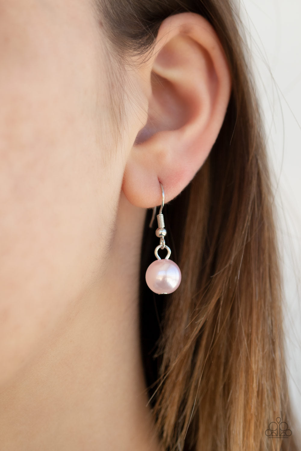 City Celebrity - Pink Pearls/Silver Bead Flirtatious Fringe Necklace & matching earrings