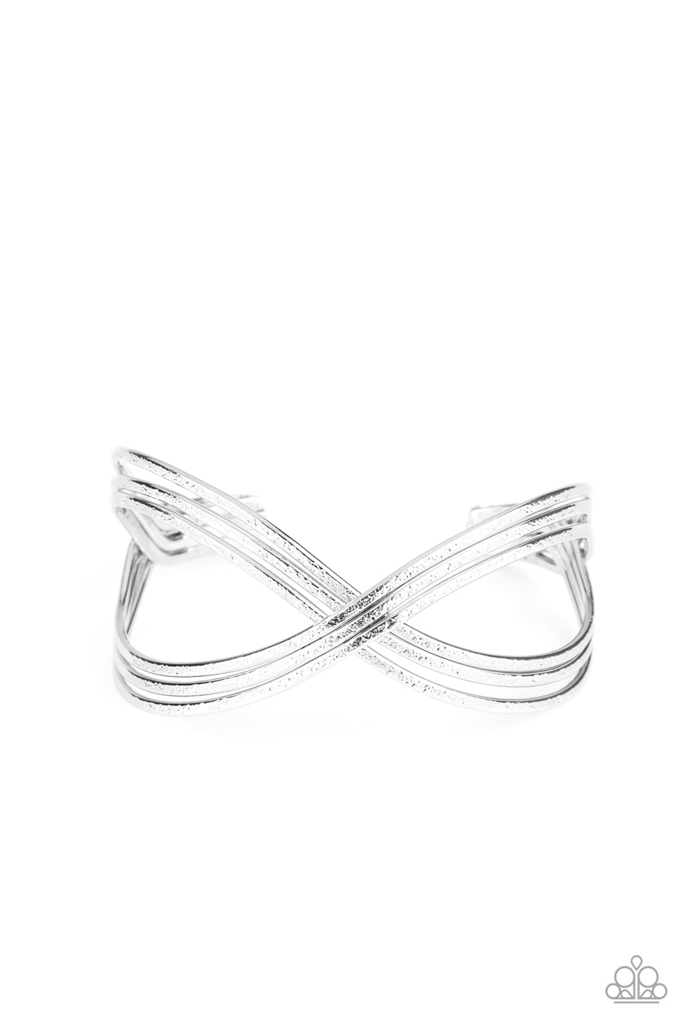 Infinitely Iridescent - Silver Shimmery Bars Infinity Inspired Cuff Bracelet