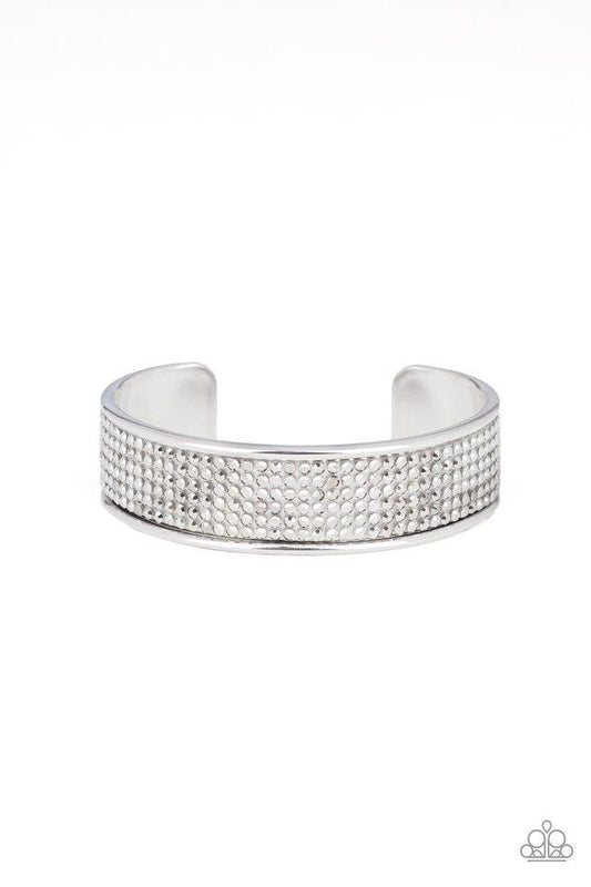 Can't Believe Your ICE - Silver Frame/Smoky Rhinestone Encrusted Paparazzi Cuff Bracelet