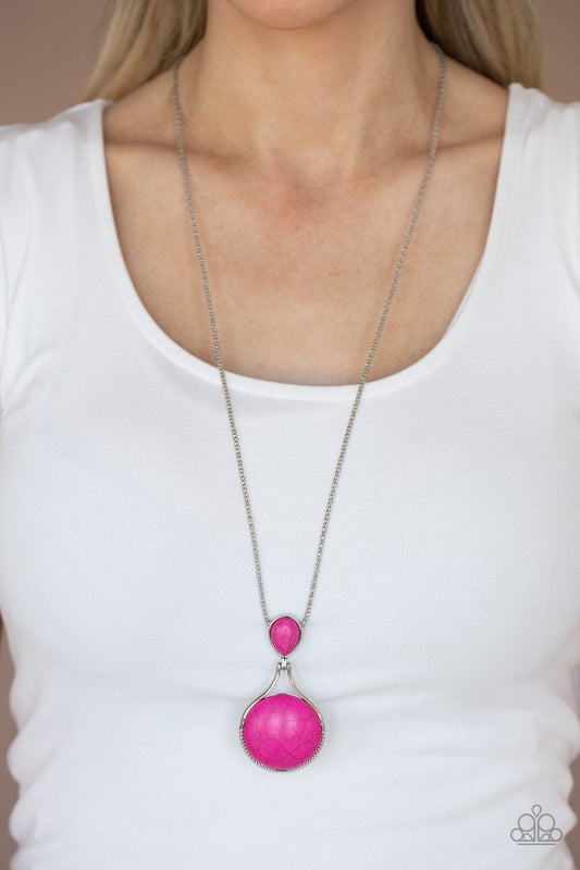 Desert Pools - Pink Stone Pendant Necklace & matching earrings