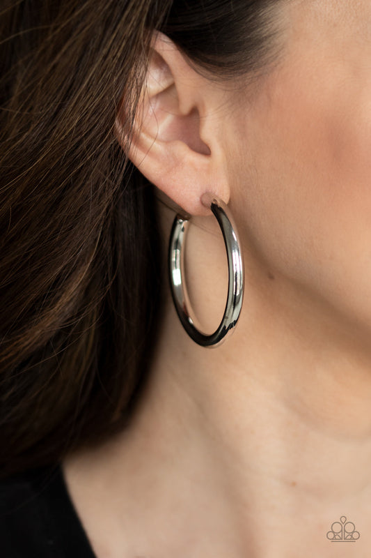 Hoop Hustle - Silver Classic Post Paparazzi Hoop Earrings