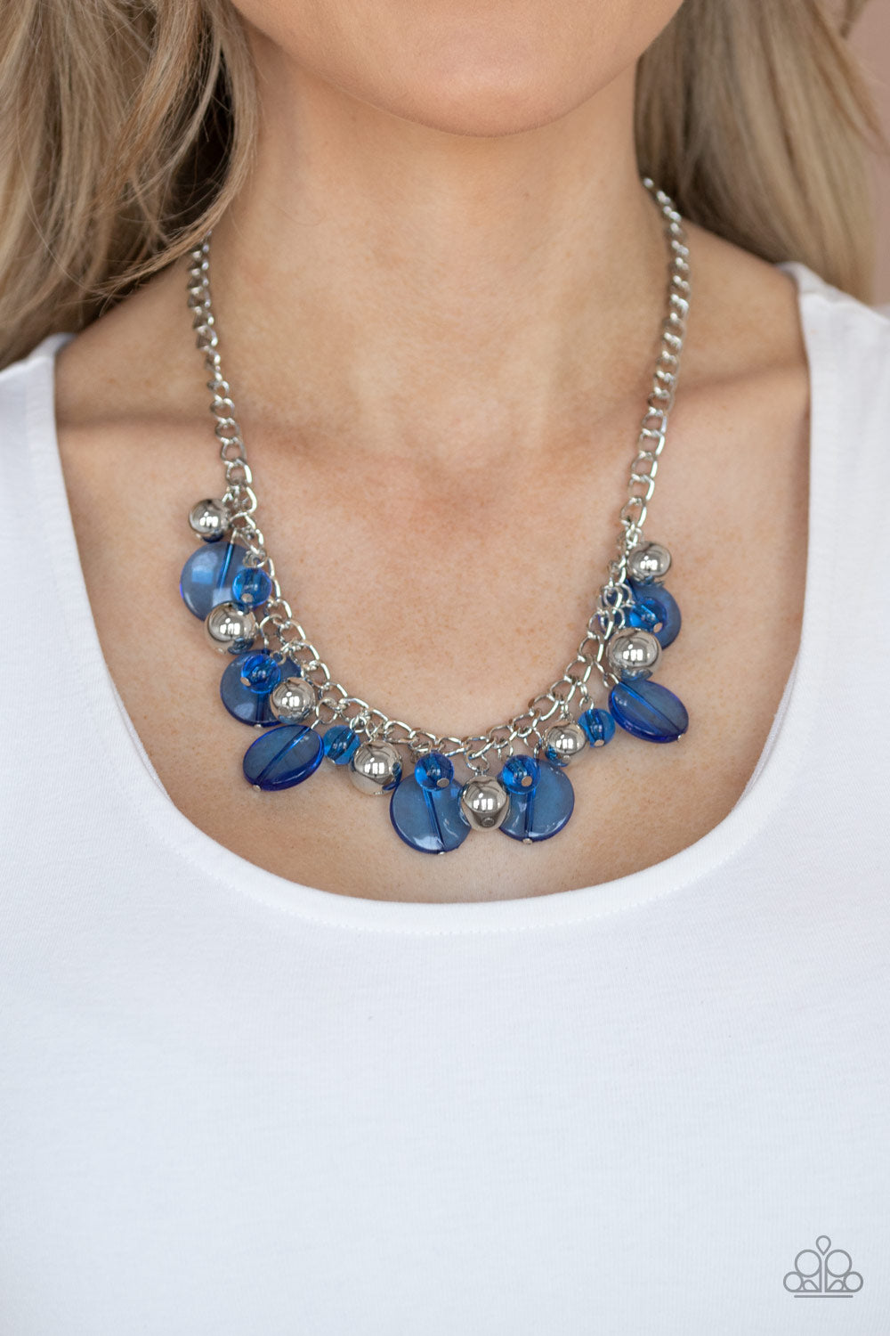 Gossip Glam - Blue Bubbly Fringe Beaded Necklace & matching earrings