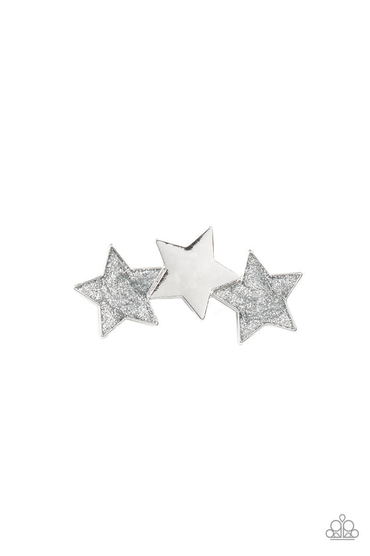 Dont Get Me STAR-ted!- Silver Glittery Stars/Shiny Silver Star Hair Clip