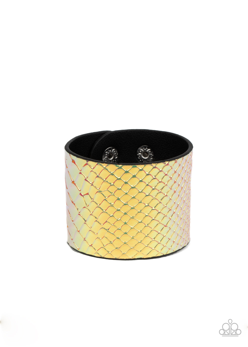 Galactic Galapagos - Multi Iridescent Crocodile Pattern Snap Bracelet