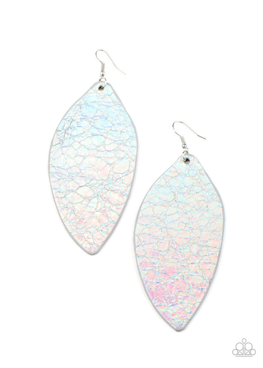 Eden Radiance - Multi Metallic Iridescent Leaf-Like Shaped Leather Earrings